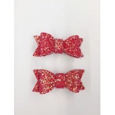 'Jean' Sparkle bow set - Christmas Red